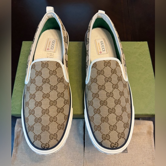 New Gucci GG Supreme Logo Tennis 1977 Slip On Sneaker Shoes UK 12.5 / US 13 - Picture 8 of 16